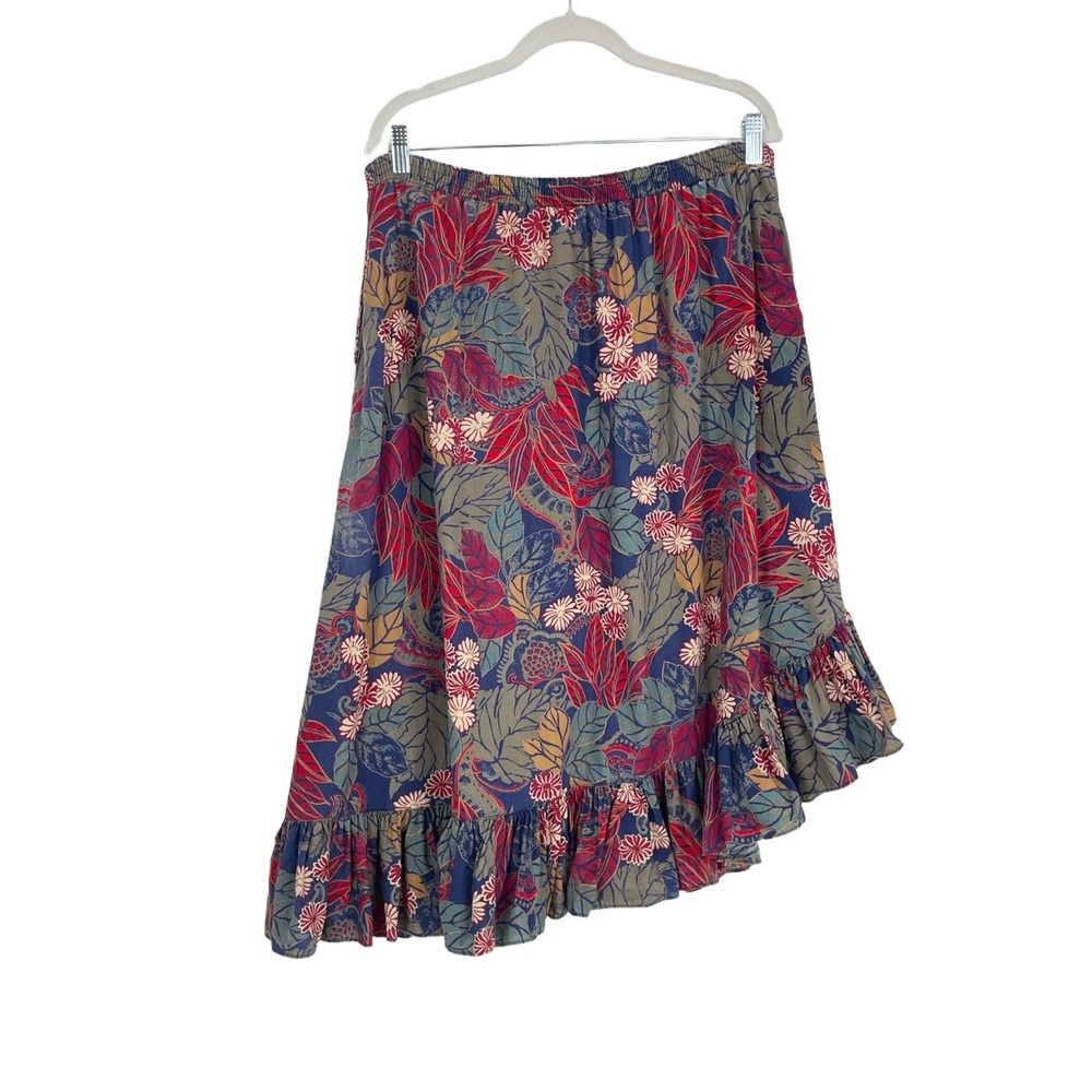 Surrey Women's Vintage Floral Print Asymmetrical Ruffled Hem Skirt Size Medium